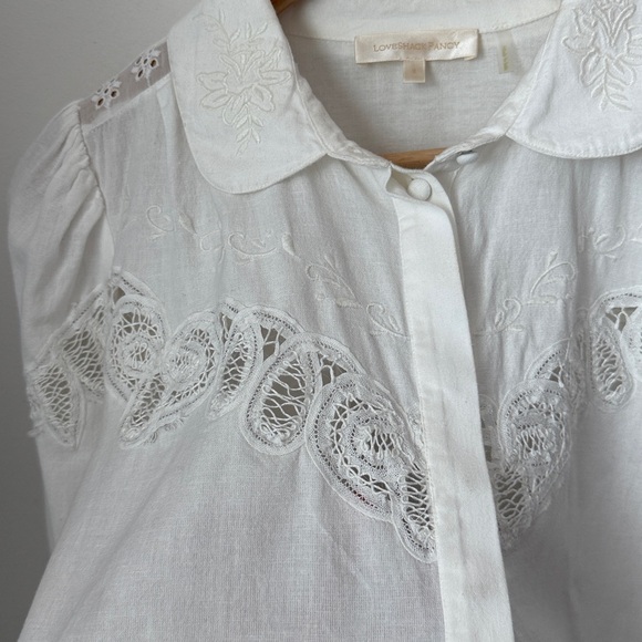 LoveShackFancy White Embroidered Blouse Size S - Picture 5 of 15